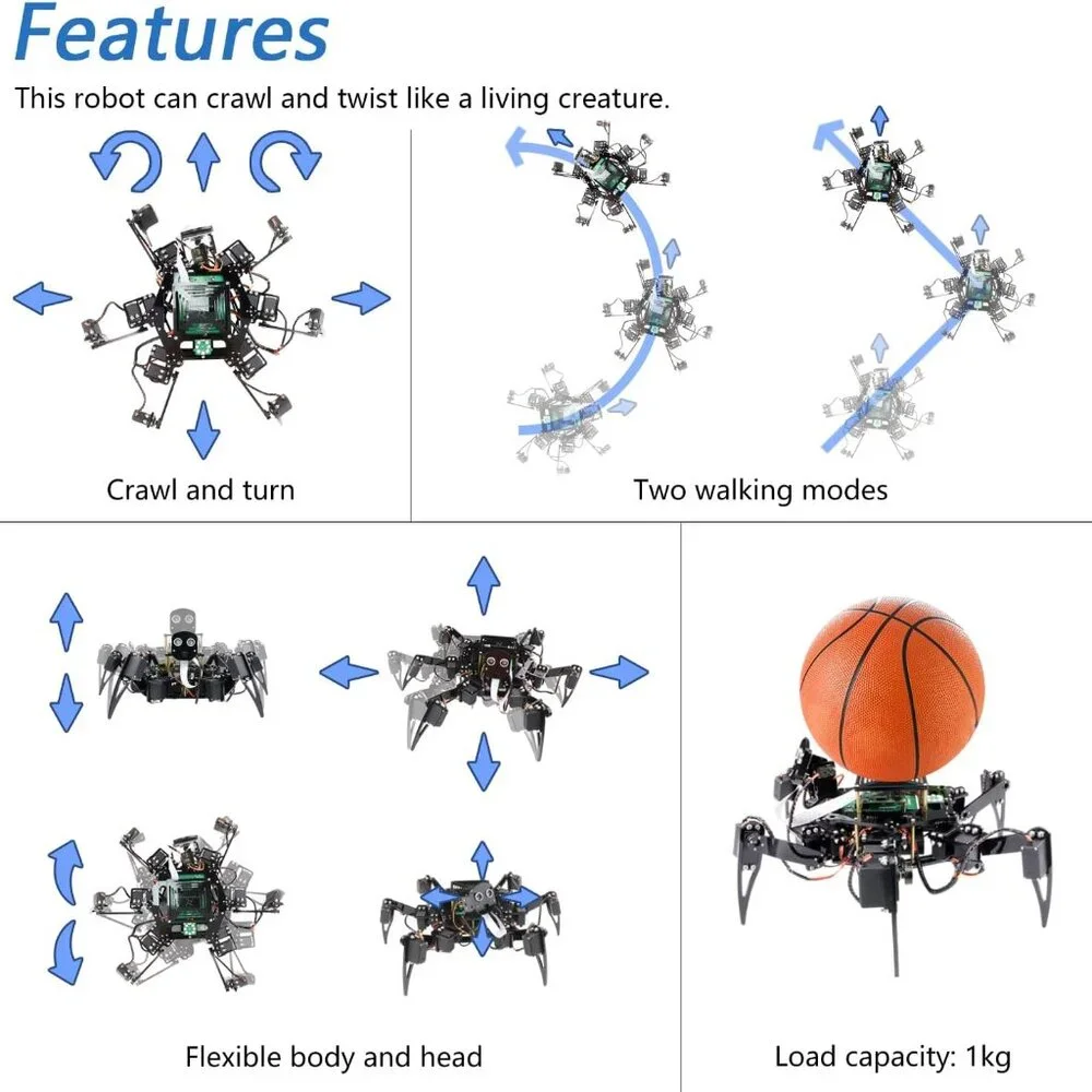 NEW Freenove Hexapod Robot Kit for Robotics Rasberry Pi 5 4 B 3 B+ Zero 2